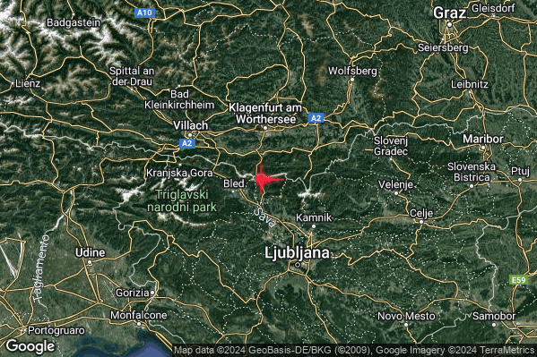 Lieve Terremoto M2.2 epicentro Confine Austri-Slovenia (AUSTRIA SLOVENIA) alle 05:32:34 (04:32:34 UTC)