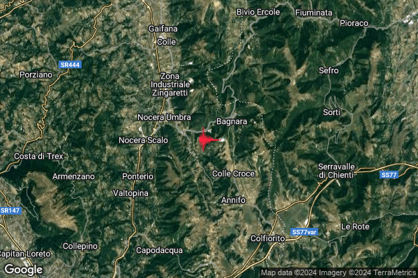 Lieve Terremoto M2.2 epicentro 4 km E Nocera Umbra (PG) alle 05:25:02 (04:25:02 UTC)