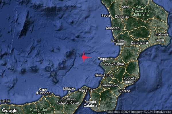 Lieve Terremoto M2.2 epicentro Tirreno Meridionale (MARE) alle 19:13:28 (18:13:28 UTC)
