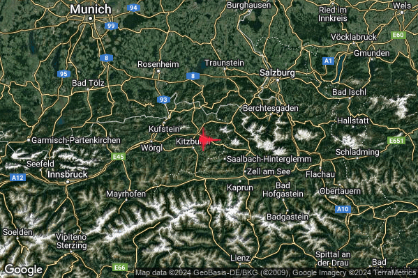 Moderato Terremoto M3.5 epicentro Confine Austria-Germania (AUSTRIA GERMANIA) alle 04:50:48 (03:50:48 UTC)