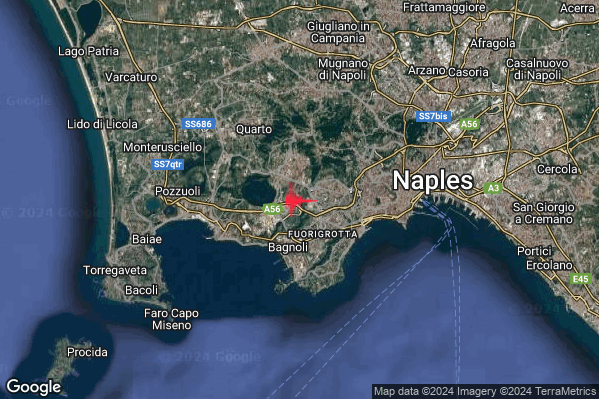 Lieve Terremoto M2.0 epicentro Campi Flegrei alle 15:05:26 (14:05:26 UTC)