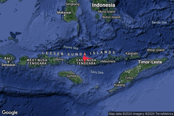 Violento Terremoto M5.7 epicentro Indonesia [Sea] alle 13:24:14 (12:24:14 UTC)