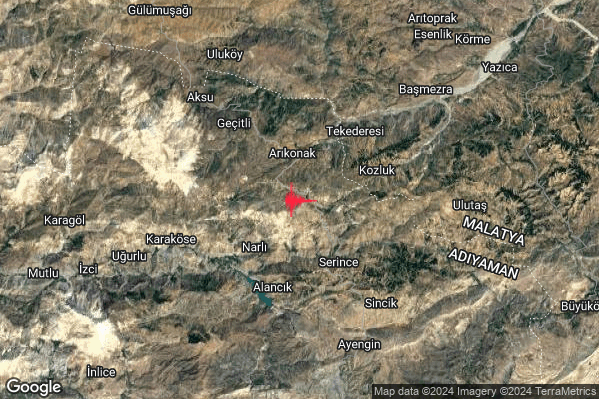 Severo Terremoto M5.3 epicentro Turkey alle 14:04:09 (13:04:09 UTC)
