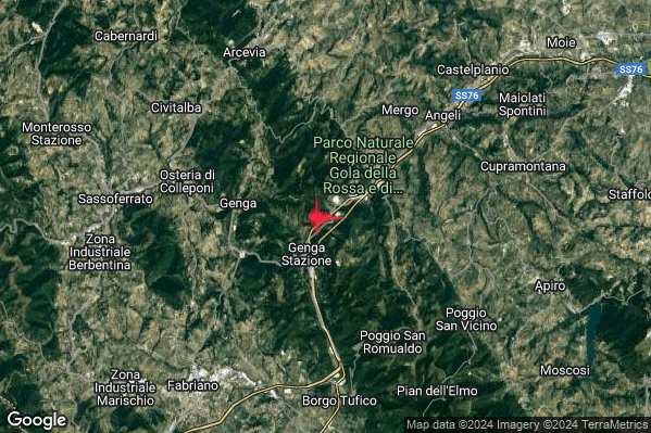 Lieve Terremoto M2.2 epicentro 4 km SW Serra San Quirico (AN) alle 17:43:51 (16:43:51 UTC)