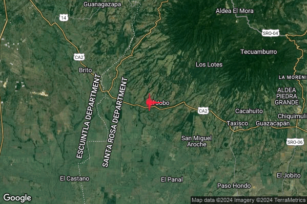 Violento Terremoto M6.0 epicentro Guatemala alle 06:52:50 (05:52:50 UTC)