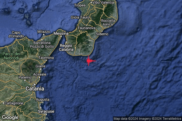 Lieve Terremoto M2.0 epicentro Costa Calabra sud-orientale (Reggio di Calabria) alle 03:09:40 (02:09:40 UTC)