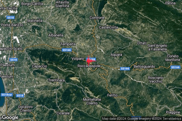 Lieve Terremoto M2.2 epicentro 1 km N Roccadaspide (SA) alle 10:52:13 (09:52:13 UTC)