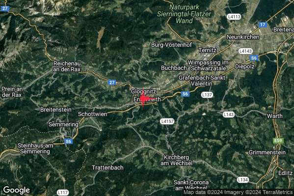 Intenso Terremoto M4.7 epicentro Austria (AUSTRIA) alle 02:59:20 (01:59:20 UTC)