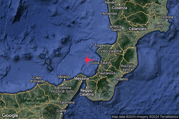 Lieve Terremoto M2.0 epicentro Costa Calabra sud-occidentale (Catanzaro Vibo Valentia Reggio di Calabria) alle 09:14:32 (08:14:32 UTC)