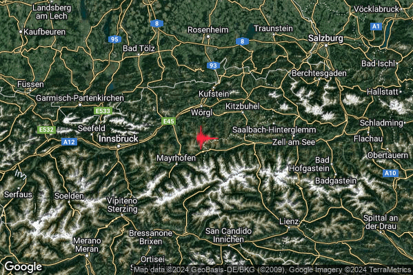 Debole Terremoto M2.3 epicentro Confine Austria-Germania (AUSTRIA GERMANIA) alle 02:09:37 (01:09:37 UTC)