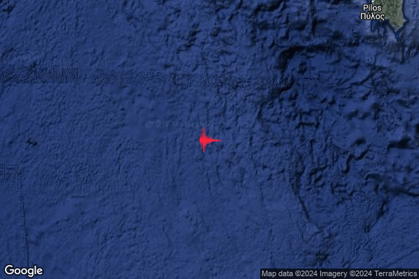 Intenso Terremoto M4.7 epicentro Mar Ionio Meridionale (MARE) alle 14:41:49 (13:41:49 UTC)
