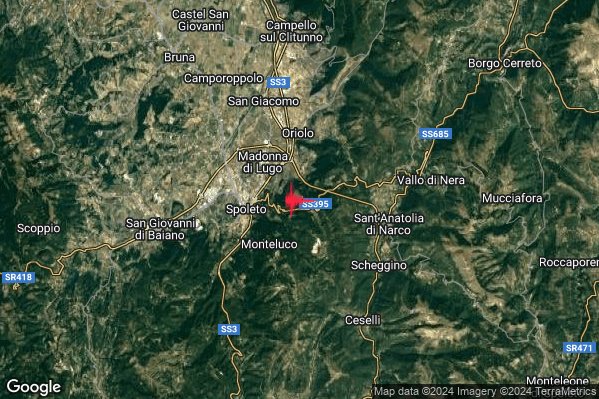 Lieve Terremoto M2.2 epicentro 3 km E Spoleto (PG) alle 02:11:44 (01:11:44 UTC)
