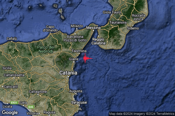 Lieve Terremoto M2.2 epicentro Costa Catanese (Catania) alle 18:10:03 (17:10:03 UTC)