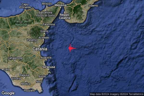 Leggero Terremoto M2.9 epicentro Mar Ionio Meridionale (MARE) alle 02:01:17 (01:01:17 UTC)