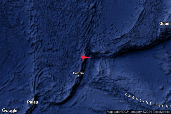 Violento Terremoto M6.1 epicentro Western Caroline Islands Micronesia [Sea: Micronesia] alle 12:40:25 (11:40:25 UTC)