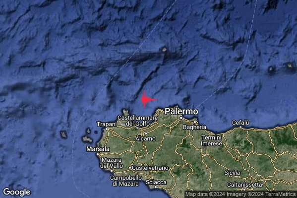 Lieve Terremoto M2.2 epicentro Costa Siciliana centro-settentrionale (Palermo) alle 17:58:56 (16:58:56 UTC)