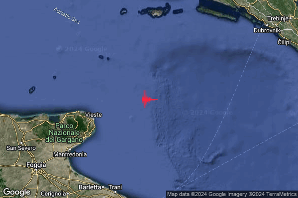Moderato Terremoto M3.6 epicentro Adriatico Centrale (MARE) alle 16:35:33 (15:35:33 UTC)