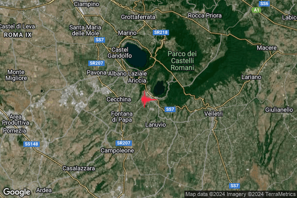 Lieve Terremoto M2.0 epicentro 1 km SW Genzano di Roma (RM) alle 20:03:07 (19:03:07 UTC)