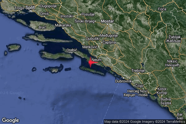 Moderato Terremoto M3.5 epicentro Costa Croata meridionale (CROAZIA) alle 05:07:16 (04:07:16 UTC)