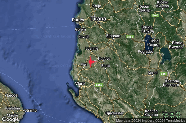 Moderato Terremoto M3.4 epicentro Costa Albanese settentrionale (ALBANIA) alle 09:55:25 (08:55:25 UTC)