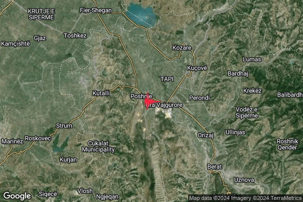 Moderato Terremoto M3.7 epicentro Albania alle 11:00:34 (10:00:34 UTC)