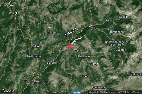 Lieve Terremoto M2.0 epicentro 2 km NW Preci (PG) alle 05:16:44 (04:16:44 UTC)
