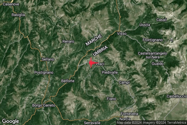 Lieve Terremoto M2.1 epicentro 1 km W Preci (PG) alle 10:32:29 (09:32:29 UTC)