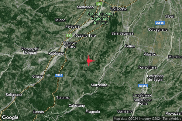 Lieve Terremoto M2.1 epicentro 5 km E Fornovo di Taro (PR) alle 16:43:22 (15:43:22 UTC)