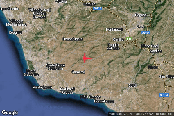 Lieve Terremoto M2.0 epicentro 7 km E Santa Croce Camerina (RG) alle 11:58:26 (10:58:26 UTC)