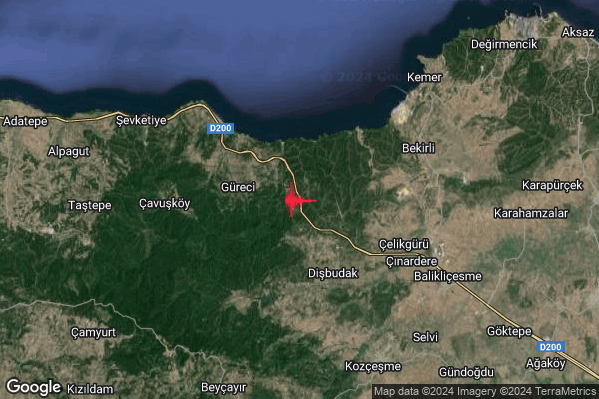Forte Terremoto M4.8 epicentro Turkey alle 14:09:55 (13:09:55 UTC)