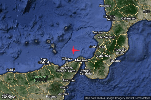 Lieve Terremoto M2.2 epicentro Tirreno Meridionale (MARE) alle 21:55:33 (20:55:33 UTC)
