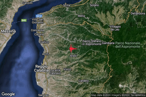 Lieve Terremoto M2.0 epicentro 2 km S Laganadi (RC) alle 23:30:39 (22:30:39 UTC)