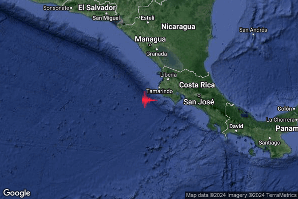 Violento Terremoto M5.7 epicentro Off coast of Costa Rica [Sea: Costa Rica] alle 09:20:13 (08:20:13 UTC)