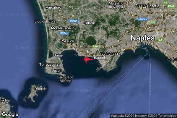 Lieve Terremoto M2.1 epicentro Campi Flegrei alle 18:13:08 (17:13:08 UTC)