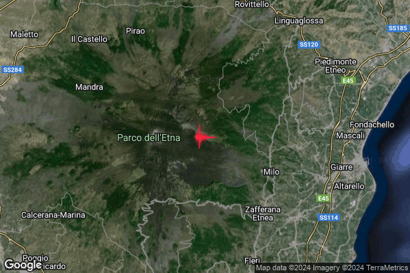 Lieve Terremoto M2.2 epicentro 7 km W Milo (CT) alle 12:40:04 (11:40:04 UTC)