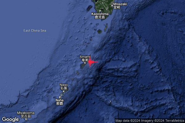 Violento Terremoto M5.7 epicentro Ryukyu Islands Japan [Sea: Japan] alle 11:32:52 (10:32:52 UTC)