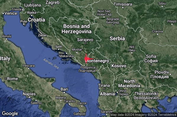 Leggero Terremoto M2.9 epicentro Montenegro [Land] alle 12:10:42 (11:10:42 UTC)