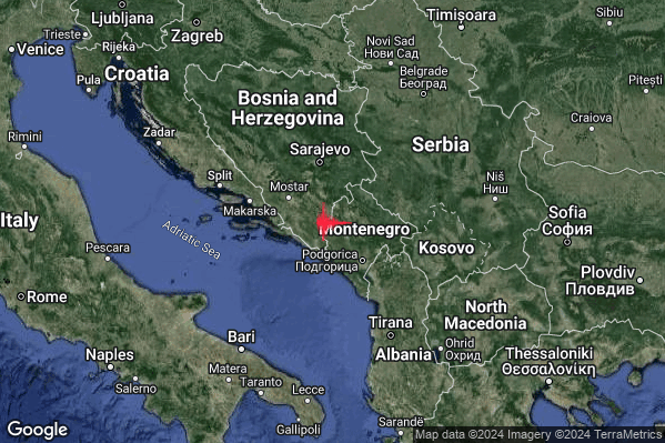 Moderato Terremoto M3.4 epicentro Montenegro [Land] alle 06:11:39 (05:11:39 UTC)