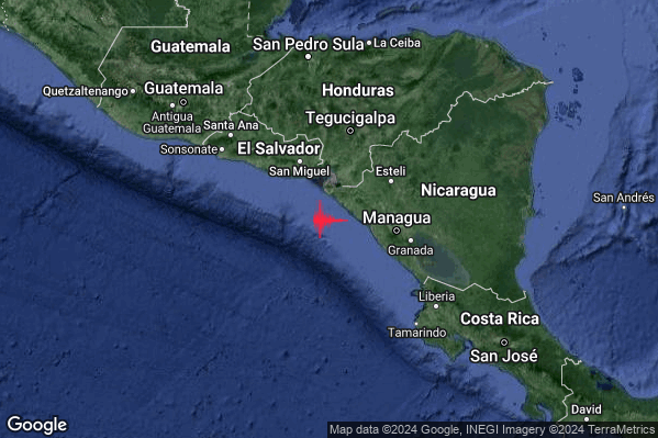 Violento Terremoto M5.8 epicentro Near coast of Nicaragua [Sea: Nicaragua] alle 01:44:07 (00:44:07 UTC)