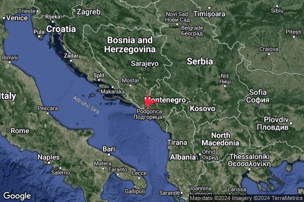 Leggero Terremoto M3.0 epicentro Montenegro [Land] alle 03:31:49 (02:31:49 UTC)