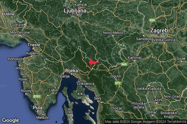 Moderato Terremoto M3.3 epicentro Confine Slovenia-Croazia (SLOVENIA CROAZIA) alle 10:21:55 (09:21:55 UTC)