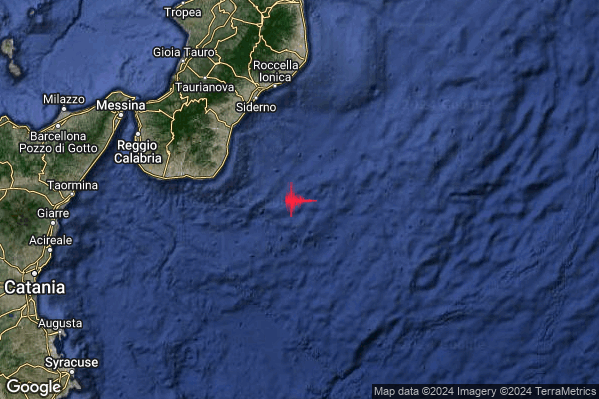 Lieve Terremoto M2.2 epicentro Mar Ionio Settentrionale (MARE) alle 18:31:23 (17:31:23 UTC)