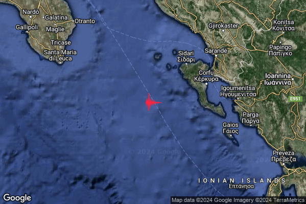 Distinto Terremoto M3.8 epicentro Mar Ionio Settentrionale (MARE) alle 10:00:12 (09:00:12 UTC)