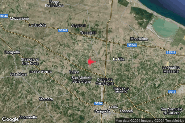 Lieve Terremoto M2.0 epicentro 10 km N Cerignola (FG) alle 01:52:27 (00:52:27 UTC)