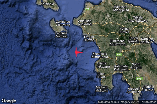 Violento Terremoto M5.8 epicentro Costa Occidentale Peloponneso (GRECIA) alle 08:12:49 (07:12:49 UTC)