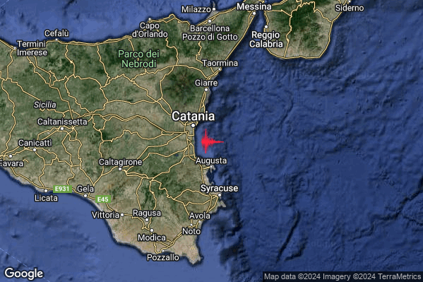 Debole Terremoto M2.3 epicentro Costa Catanese (Catania) alle 02:20:22 (01:20:22 UTC)