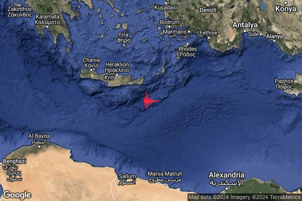 Intenso Terremoto M4.6 epicentro Crete Greece [Sea: Greece] alle 12:38:03 (10:38:03 UTC)