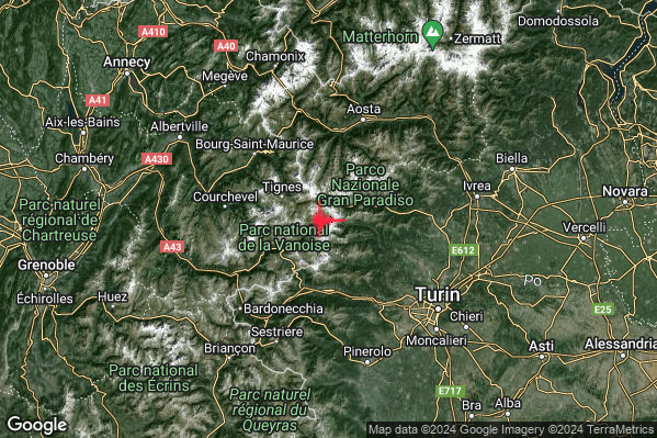 Debole Terremoto M2.6 epicentro Confine Italia-Francia (FRANCIA) alle 08:59:04 (06:59:04 UTC)