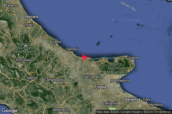 Lieve Terremoto M2.2 epicentro Costa Garganica (Foggia) alle 14:40:31 (12:40:31 UTC)