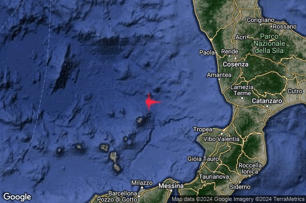 Debole Terremoto M2.6 epicentro Tirreno Meridionale (MARE) alle 01:17:16 (23:17:16 UTC)